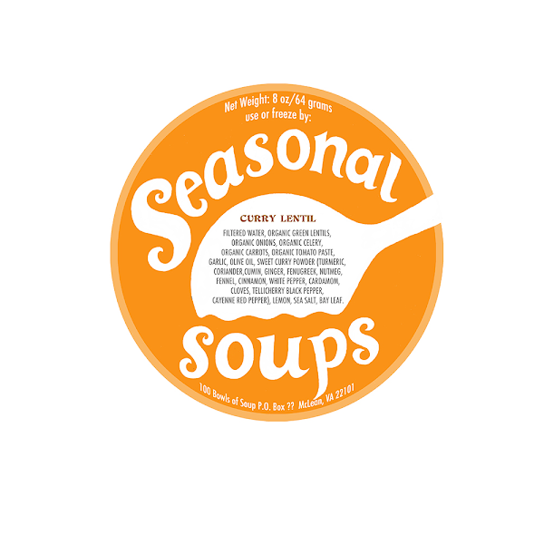 Logo and label design for Seasonal Soups.
